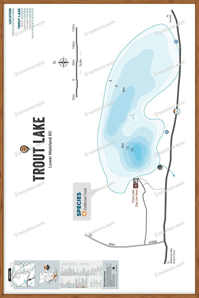 FLMBC109 Trout Lake - Sunshine Coast - Wall Map - Backroad Maps