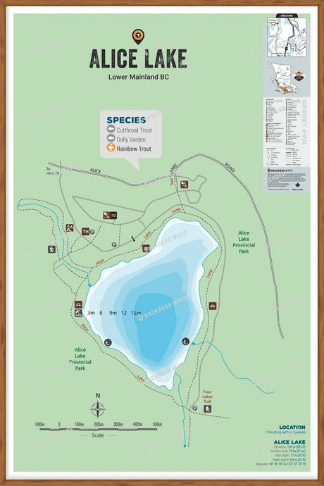 FLMBC21 Alice Lake - Wall Map - Backroad Maps
