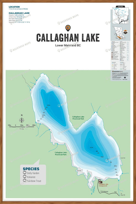 FLMBC32 Callaghan Lake - Wall Map - Backroad Maps