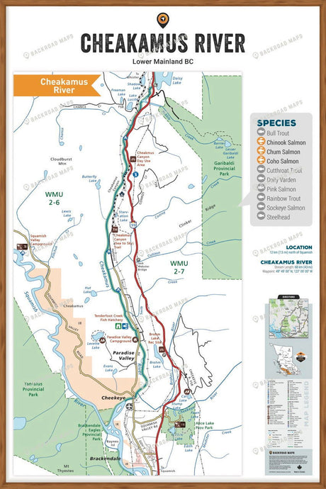 FLMBC36 Cheakamus River - Wall Map - Backroad Maps