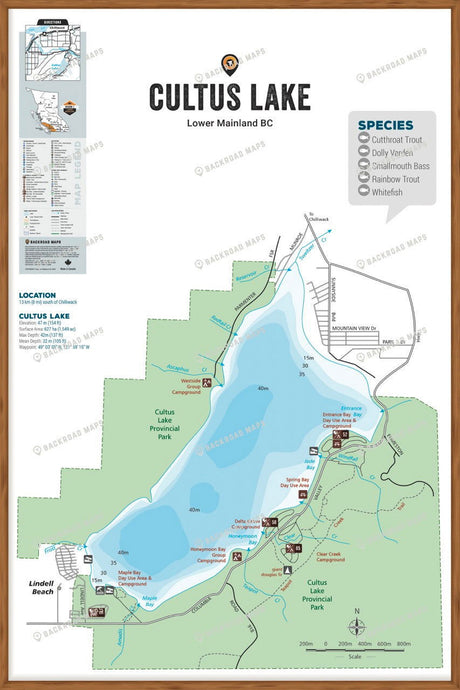 FLMBC42 Cultus Lake - Wall Map - Backroad Maps