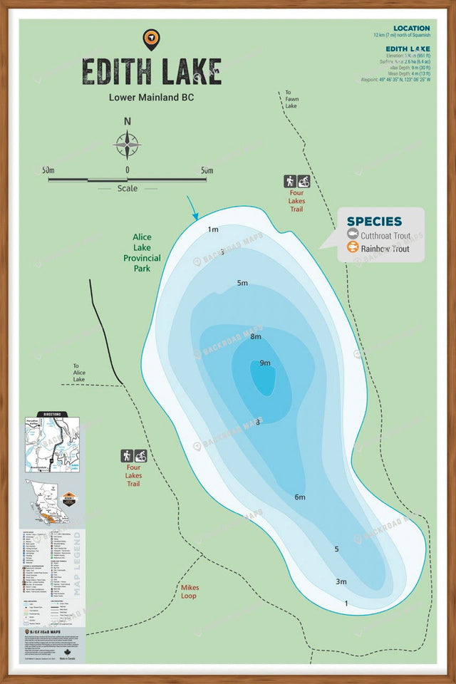 FLMBC46 Edith Lake - Wall Map - Backroad Maps