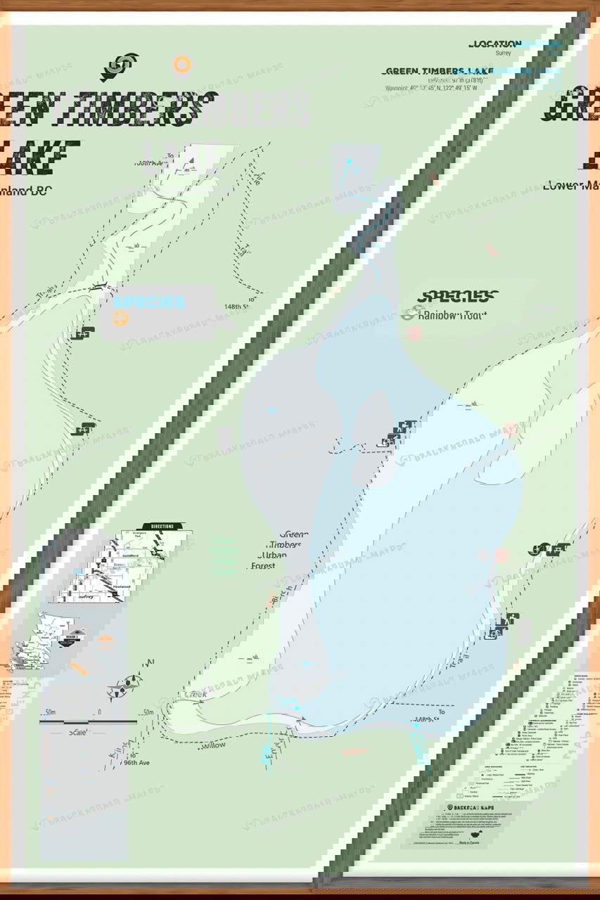 FLMBC56 Green Timbers Lake - Wall Map - Backroad Maps