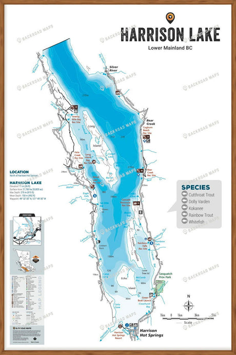 FLMBC58 Harrison Lake - Wall Map - Backroad Maps