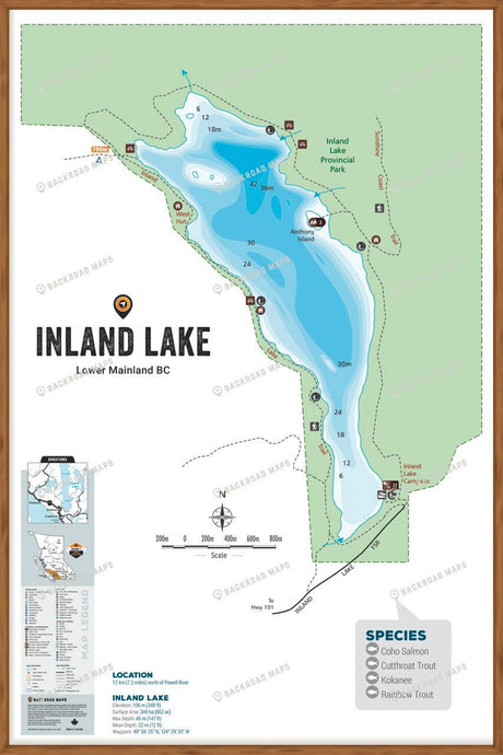 FLMBC64 Inland lake - Wall Map - Backroad Maps