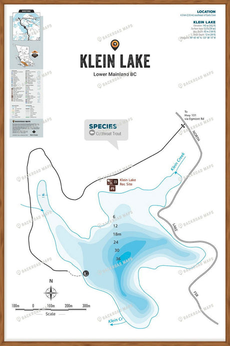 FLMBC68 Klein Lake - Wall Map - Backroad Maps