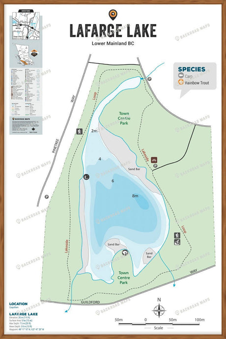 FLMBC69 Lafarge Lake - Wall Map - Backroad Maps