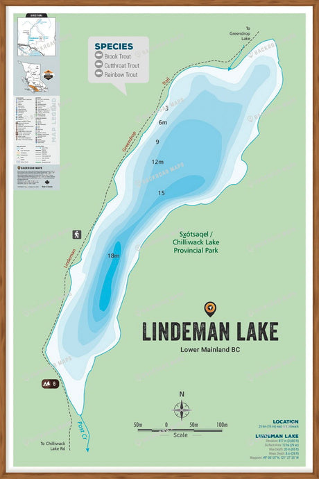 FLMBC74 Lindeman Lake - Wall Map - Backroad Maps