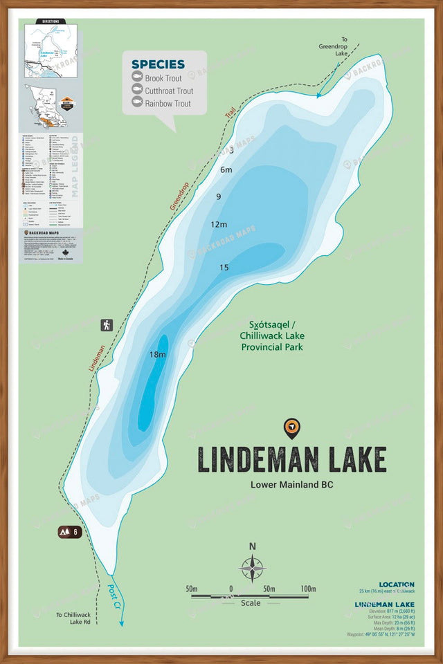FLMBC74 Lindeman Lake - Wall Map - Backroad Maps