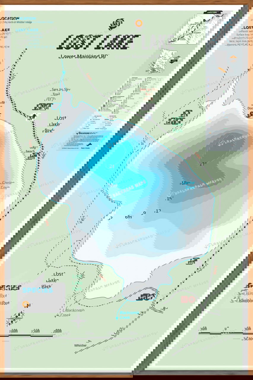 FLMBC77 Lost Lake - Whistler Area - Wall Map - Backroad Maps