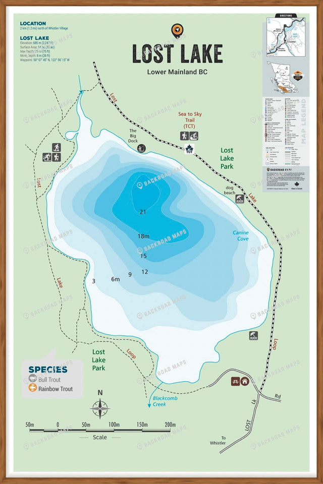 FLMBC77 Lost Lake - Whistler Area - Wall Map - Backroad Maps