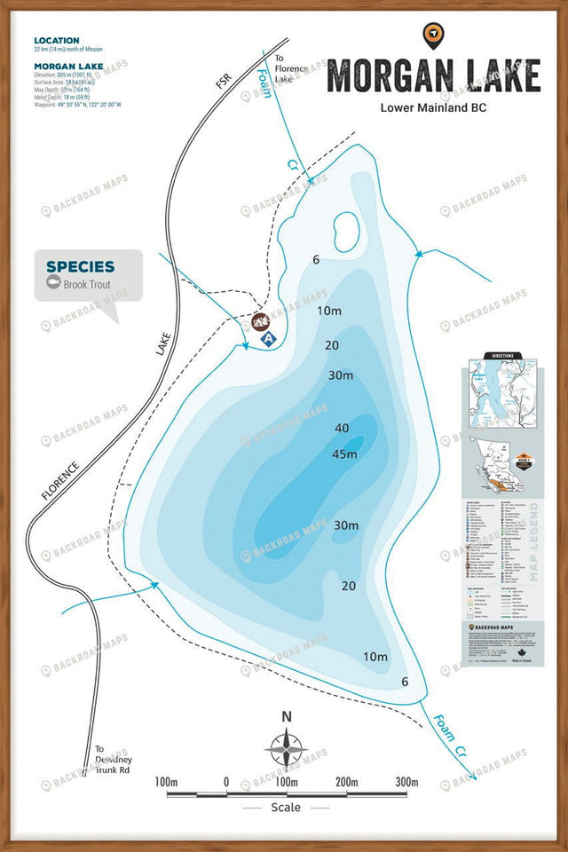 FLMBC82 Morgan Lake - Wall Map - Backroad Maps