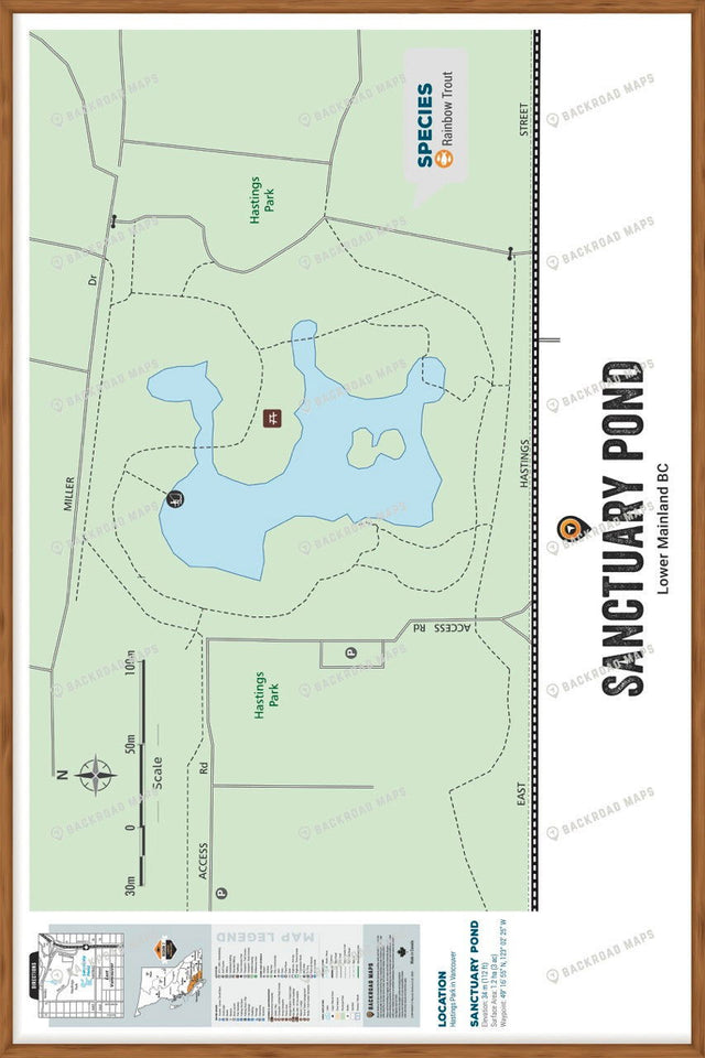 FLMBC94 Sanctuary Pond - Wall Map - Backroad Maps