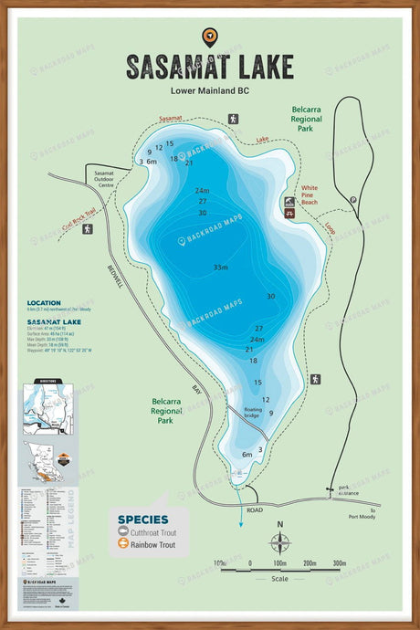 FLMBC95 Sasamat lake - Wall Map - Backroad Maps