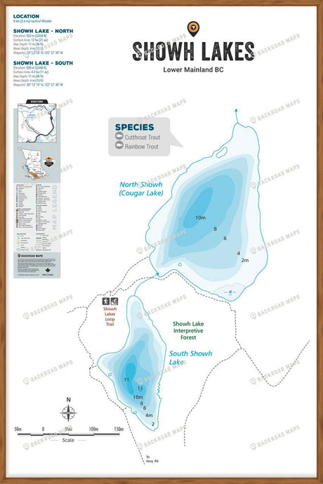 FLMBC97 Showh Lakes - Wall Map - Backroad Maps
