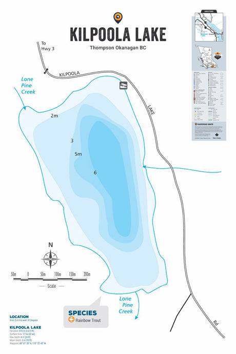 FTOBC108 Kilpoola Lake - Wall Map - Backroad Maps