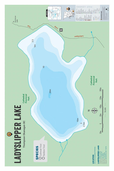 FTOBC112 Ladyslipper Lake - Wall Map - Backroad Maps
