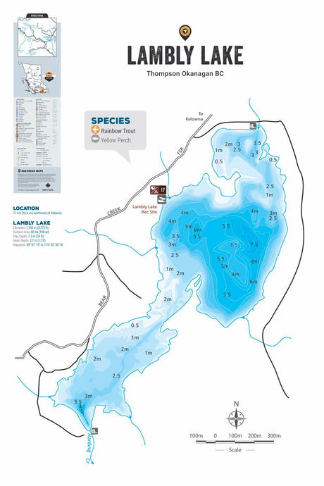 FTOBC114 Lambly Lake - Wall Map - Backroad Maps