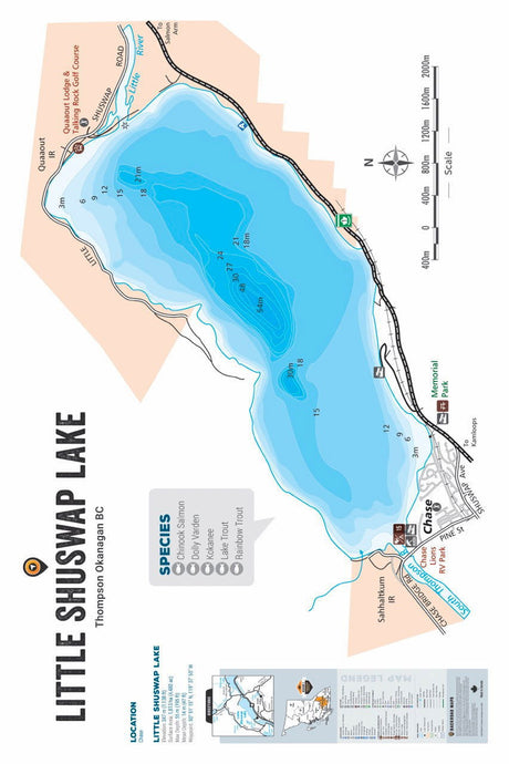 FTOBC117 Little Shuswap Lake - Wall Map - Backroad Maps