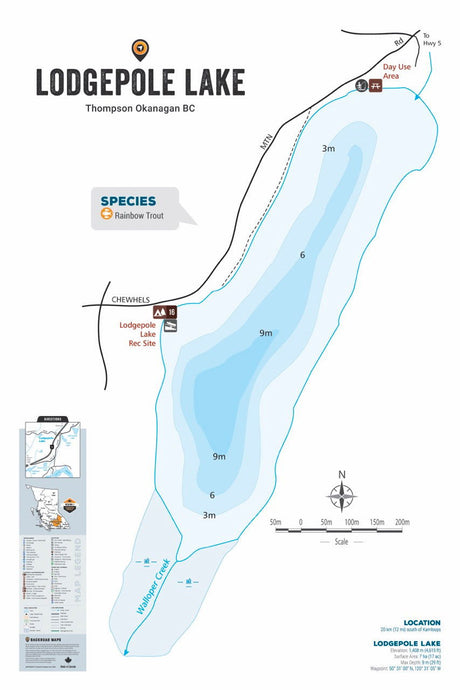 FTOBC118 Lodgepole Lake - Wall Map - Backroad Maps