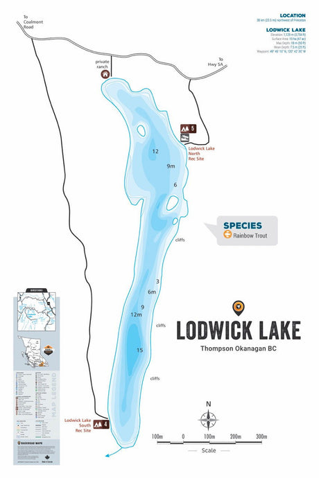 FTOBC119 Lodwick Lake - Wall Map - Backroad Maps
