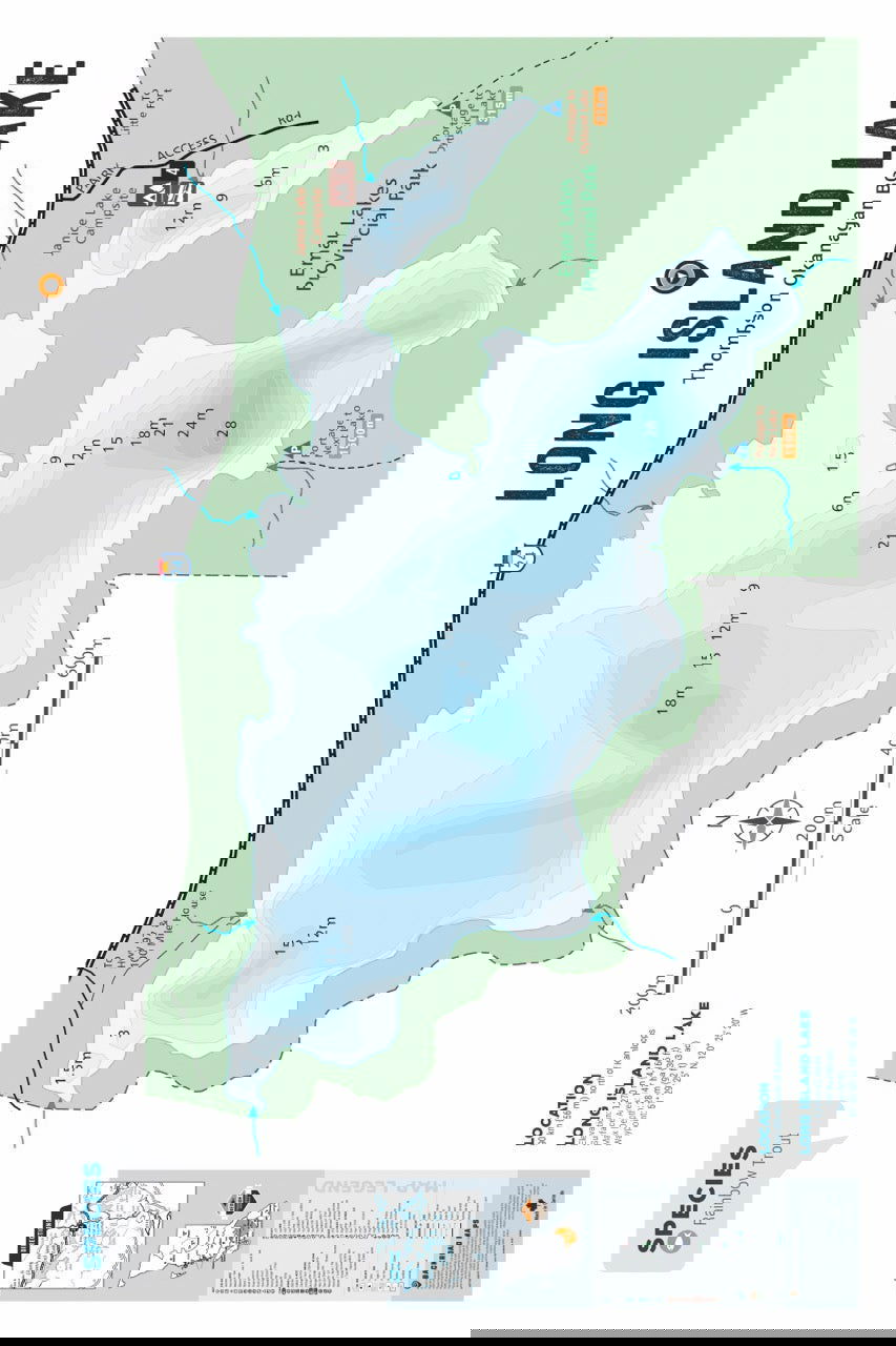 FTOBC121 Long Island Lake - Wall Map - Backroad Maps