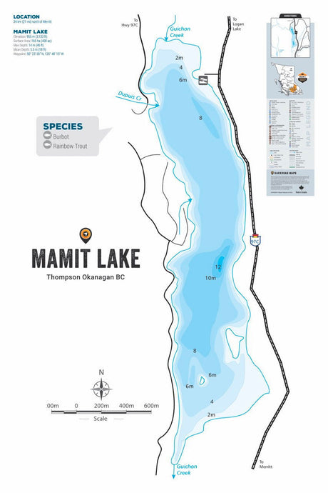 FTOBC127 Mamit Lake - Wall Map - Backroad Maps
