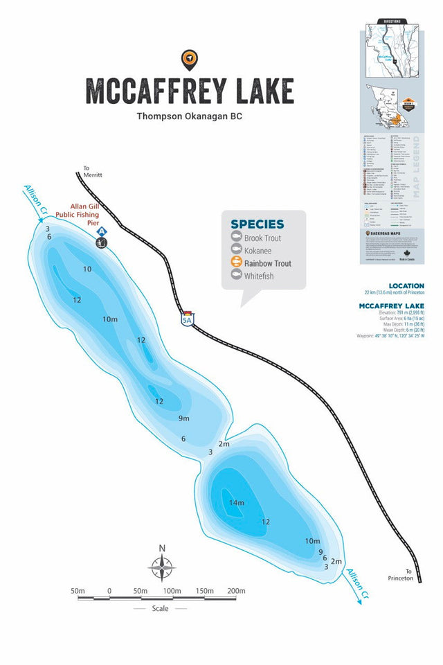 FTOBC129 McCaffrey Lake - Wall Map - Backroad Maps