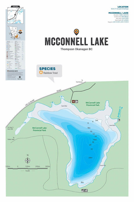 FTOBC130 McConnell Lake - Wall Map - Backroad Maps