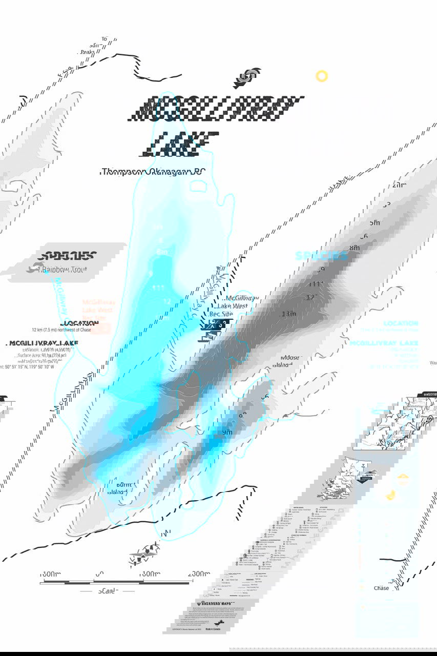 FTOBC131 McGillivray Lake - Wall Map - Backroad Maps