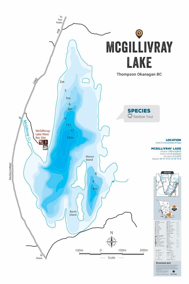 FTOBC131 McGillivray Lake - Wall Map - Backroad Maps