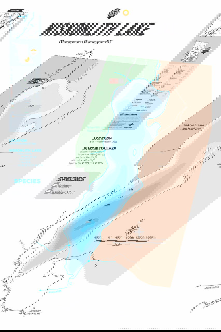 FTOBC144 Niskonlith Lake - Wall Map - Backroad Maps