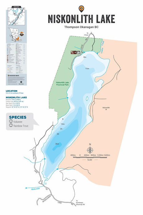 FTOBC144 Niskonlith Lake - Wall Map - Backroad Maps