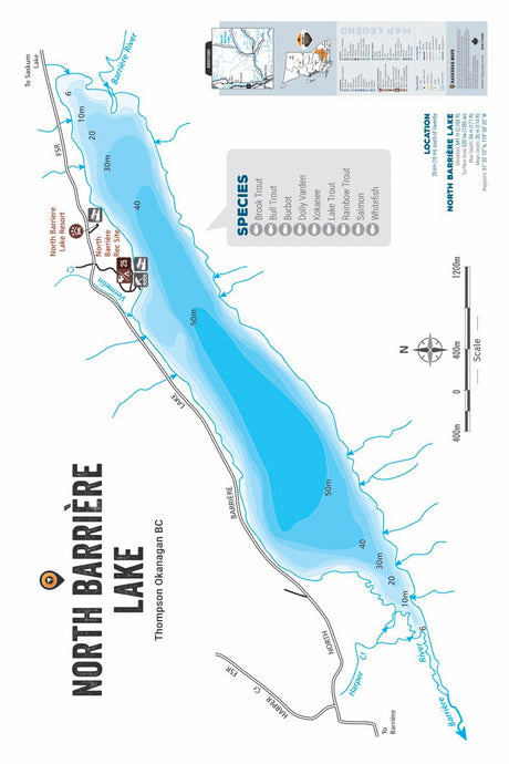 FTOBC145 North Barriere Lake - Wall Map - Backroad Maps