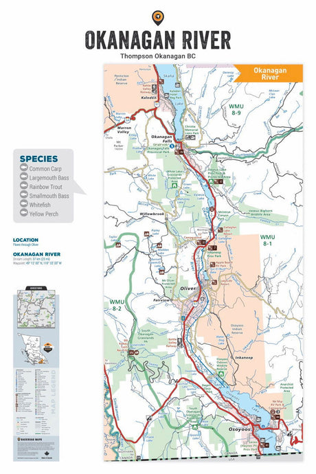 FTOBC148 Okanagan River - Wall Map - Backroad Maps