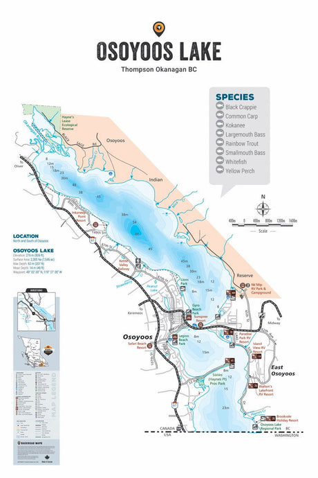 FTOBC149 Osoyoos Lake - Wall Map - Backroad Maps