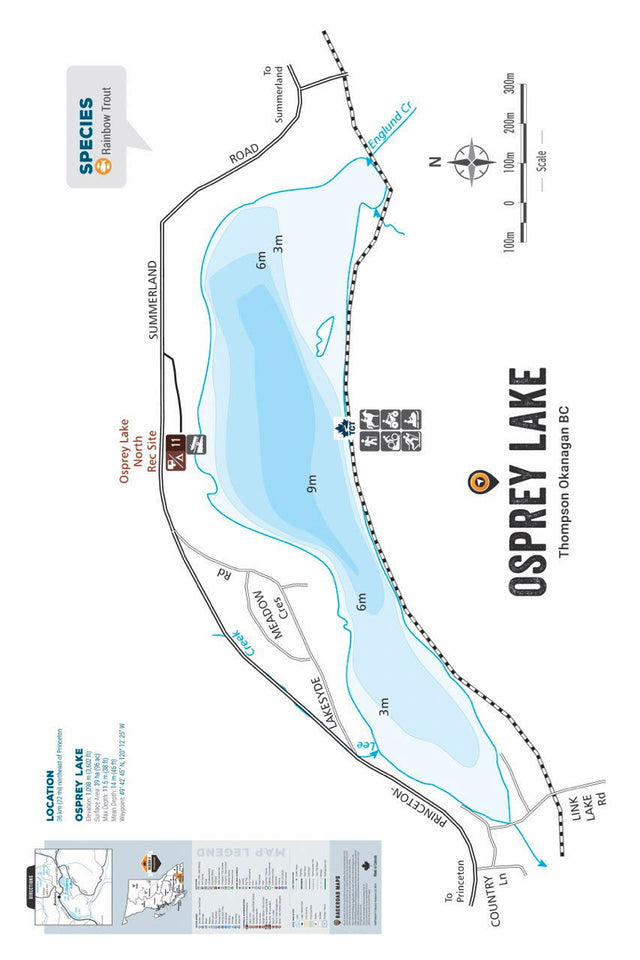 FTOBC150 Osprey Lake - Wall Map - Backroad Maps