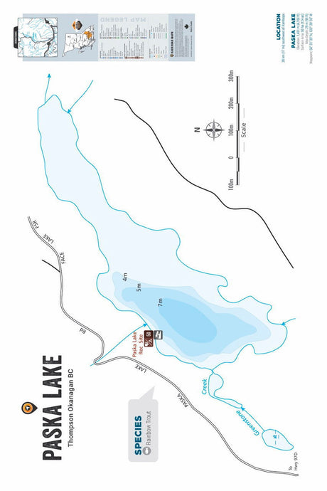 FTOBC154 Paska Lake - Wall Map - Backroad Maps