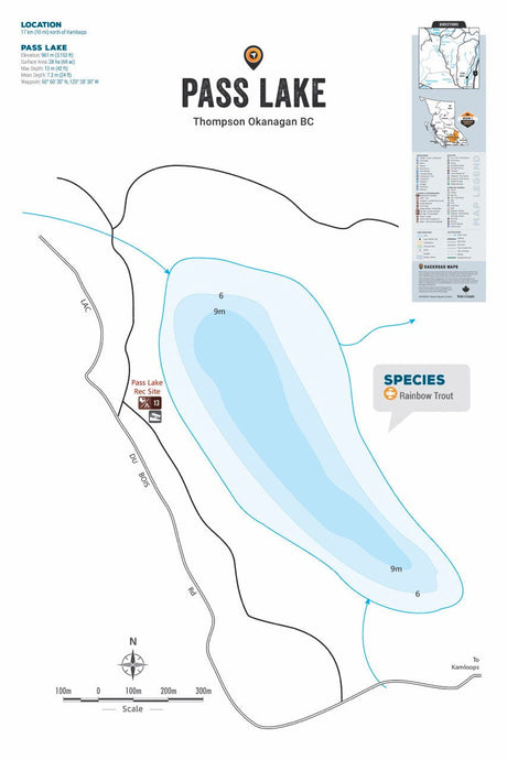 FTOBC155 Pass Lake - Wall Map - Backroad Maps