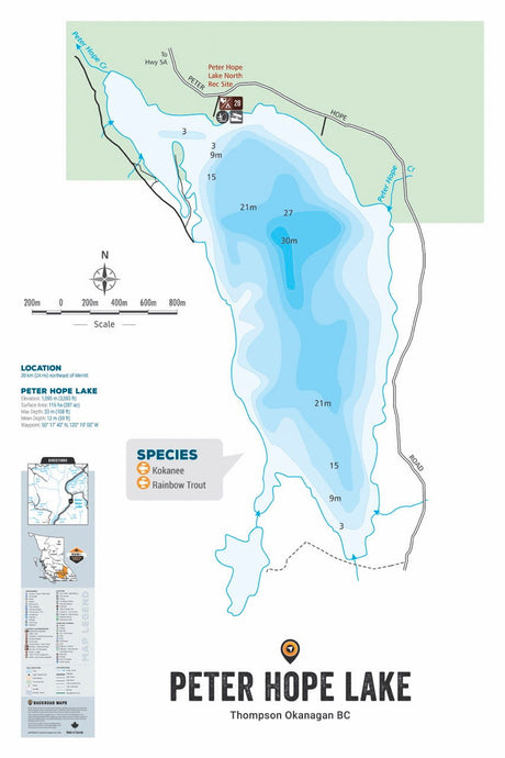 FTOBC159 Peter Hope Lake - Wall Map - Backroad Maps