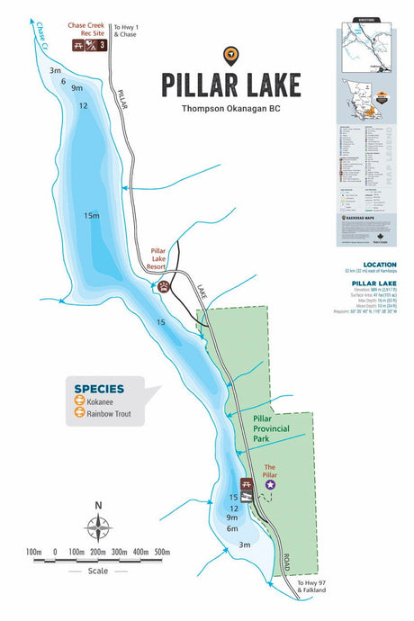 FTOBC161 Pillar Lake - Wall Map - Backroad Maps