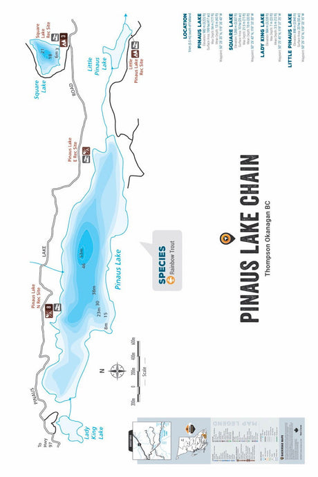 FTOBC163 Pinaus Lake Chain - Wall Map - Backroad Maps