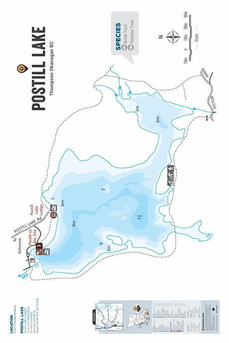 FTOBC164 Postill Lake - Wall Map - Backroad Maps