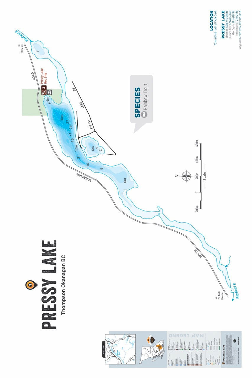 FTOBC165 Pressy Lake - Wall Map - Backroad Maps