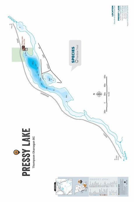 FTOBC165 Pressy Lake - Wall Map - Backroad Maps