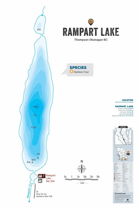 FTOBC166 Rampart Lake - Wall Map - Backroad Maps