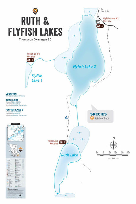 FTOBC173 Ruth & Flyfish Lake - Wall Map - Backroad Maps