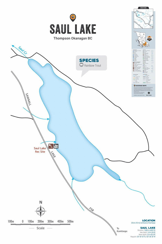 FTOBC176 Saul Lake - Wall Map - Backroad Maps