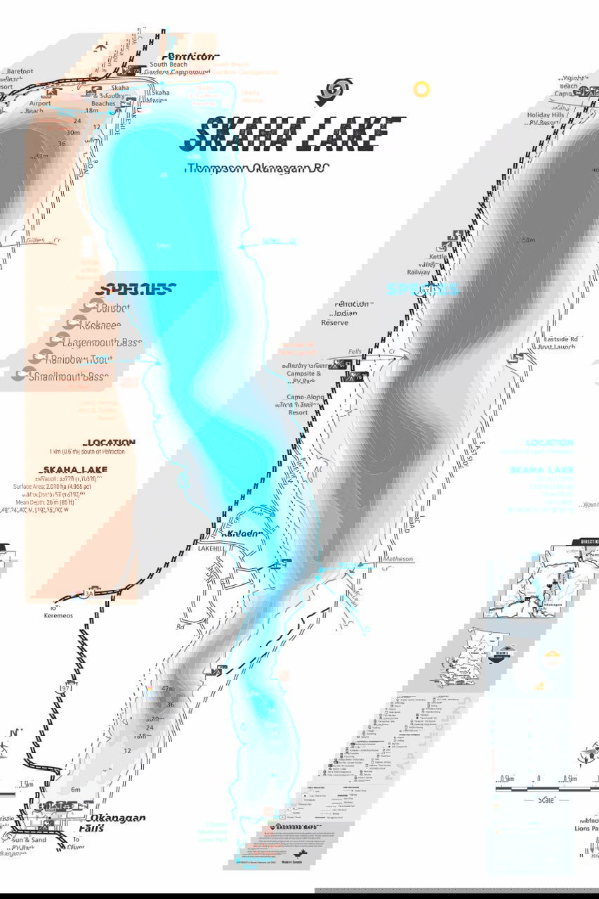 FTOBC186 Skaha Lake - Wall Map - Backroad Maps