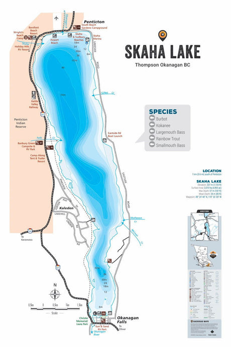FTOBC186 Skaha Lake - Wall Map - Backroad Maps